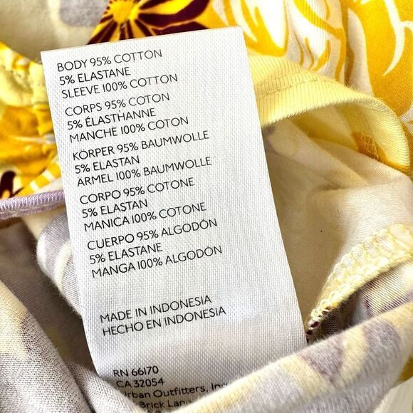 Maeve Anthropologie cinched yellow floral flutter  sleeve tie top - Picture 9 of 12